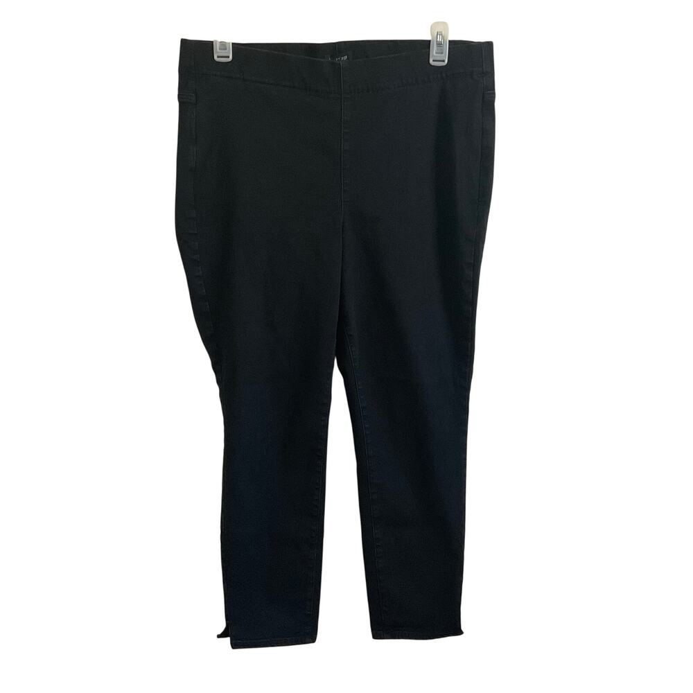 Sculpt-Her by NYDJ Black Elastic Waist Pull on Ankle Length Jeans - Size 1X
